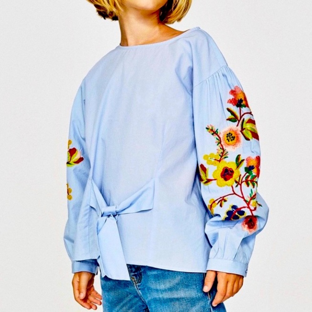 Zara Girls- Blue Floral Embroidered
Top NWT!